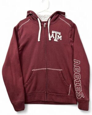 Texas A&M Aggies Hoodie Medium Maroon NCAA College Football Full Zip Sweatshirt